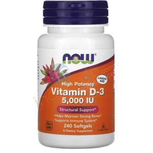 Now Foods Vitamin D3 5000 IU 240s Softgel For Strong Bone, Joint Pain, Arthritis
